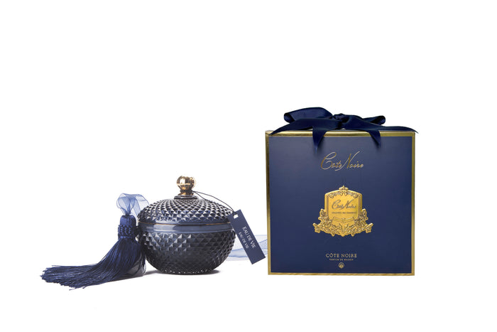 côte noire Cote Noire Round Art Deco Candle - Navy & Gold - Eau de Vie - GML30006