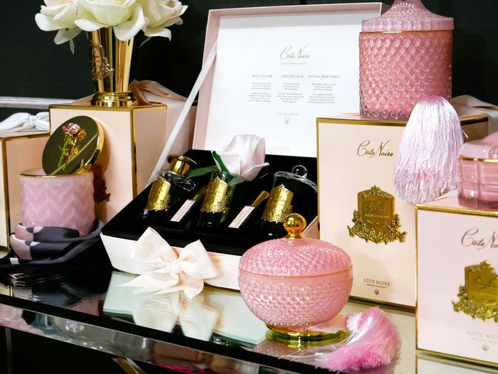 Côte Noire Cote Noire Round Art Deco Candle - Pink & Gold - Pink Champagne - GML30002