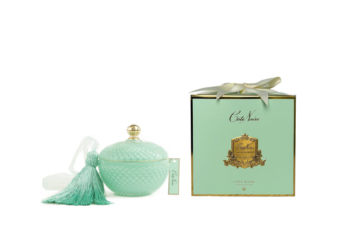 côte noire Cote Noire Round Art Deco Candle - Tiffany Blue & Gold - Persian Lime - GML30001