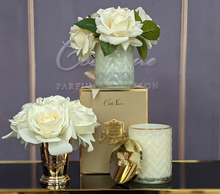 Côte Noire Cote Noire Seven Rose Bouquet In Champagne - Gold Goblet - SMC05