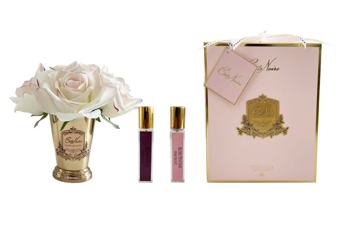 côte noire Cote Noire Seven Rose Bouquet in Pink Blush - Pink Box - Gold Vase - SMB20