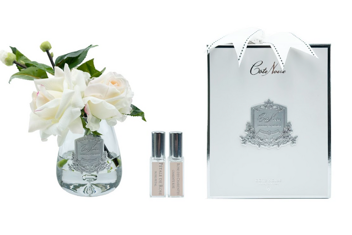 côte noire Cote Noire Tea Rose Bouquet - Clear Tear Drop Glass - Pink Blush - TR02