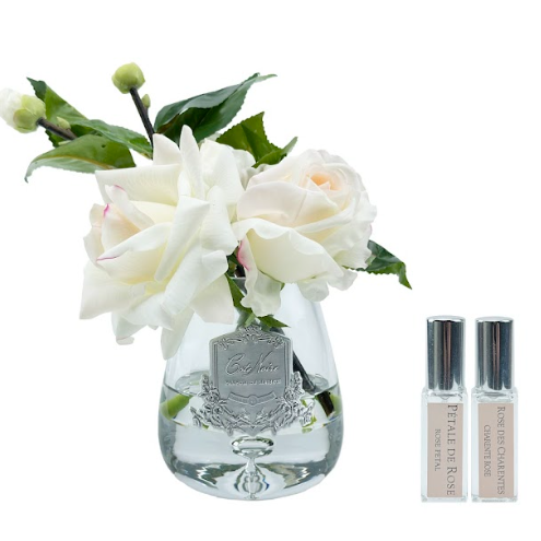 Côte Noire Cote Noire Tea Rose Bouquet - Clear Tear Drop Glass - Pink Blush - TR02