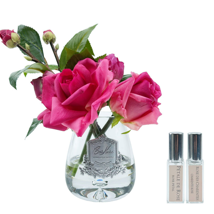 Côte Noire Cote Noire Tea Rose Bouquet - Clear Tear Drop Glass - Magenta - TR08