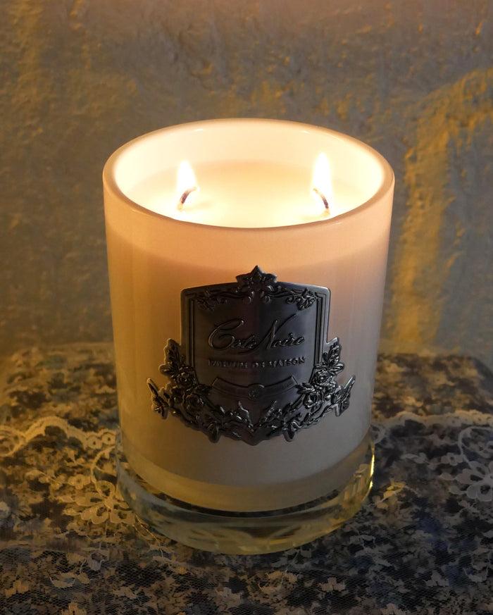 Côte Noire ** DISCONTINUED ** Cote Noire Candles - White Vessel With Silver Badge - Eau De Vie
