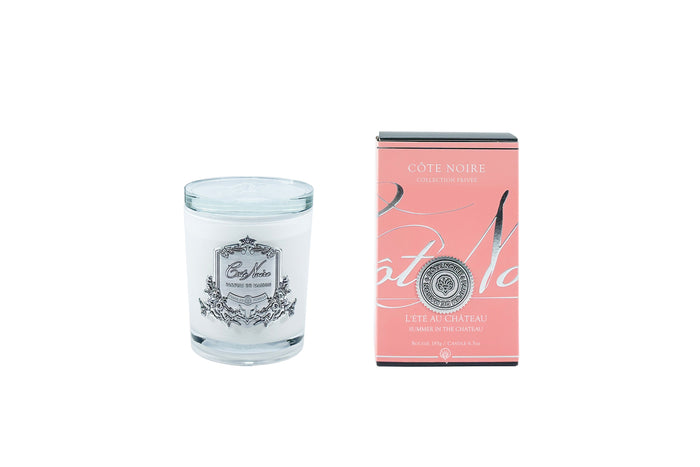 Côte Noire ** DISCONTINUED ** Cote Noire Candles - White Vessel With Silver Badge - Summer In The Chateau