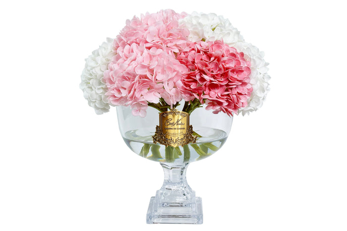 côte noire ** DISCONTINUED ** Cote Noire Provence Hydrangea Bouquet - Large Mixed Pink with Gold Badge - PHB02L