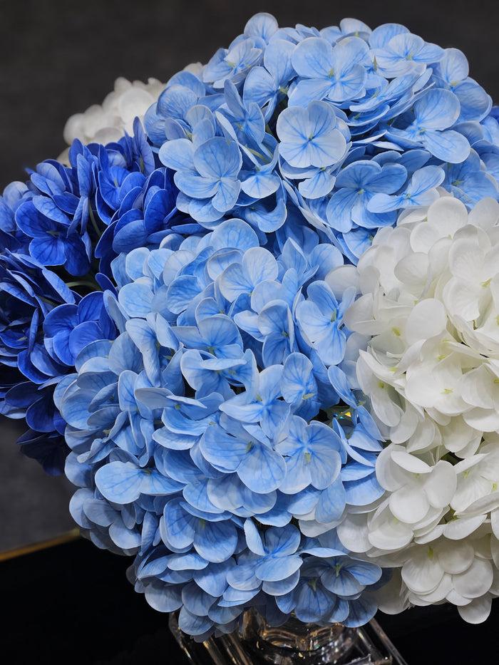 Côte Noire ** DISCONTINUED** Cote Noire Provence Hydrangea Bouquet - Large Mixed Blue With Silver Badge - PHB03L