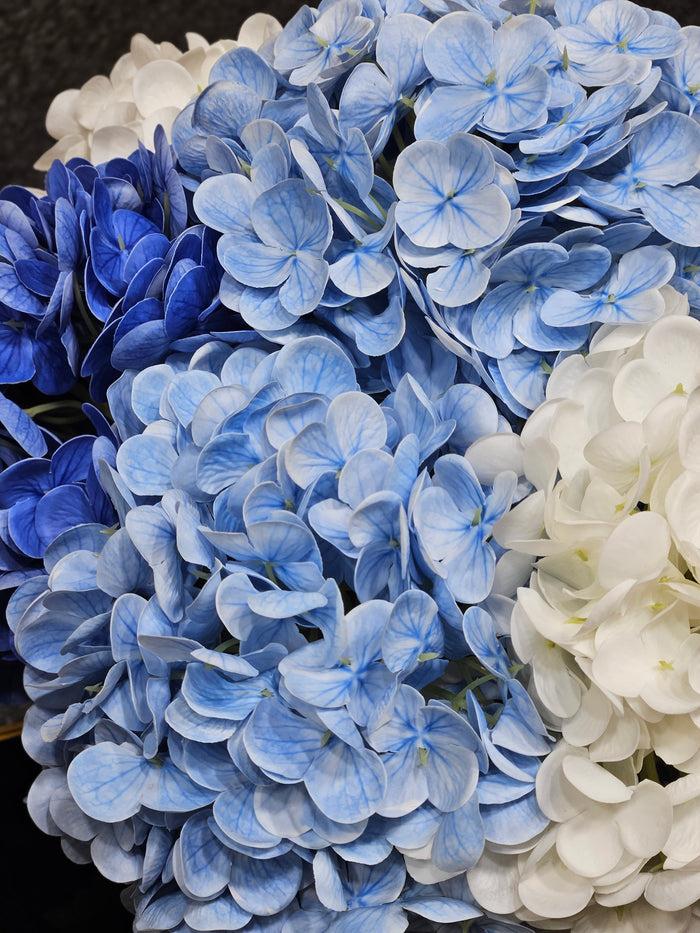 Côte Noire ** DISCONTINUED** Cote Noire Provence Hydrangea Bouquet - Large Mixed Blue With Silver Badge - PHB03L