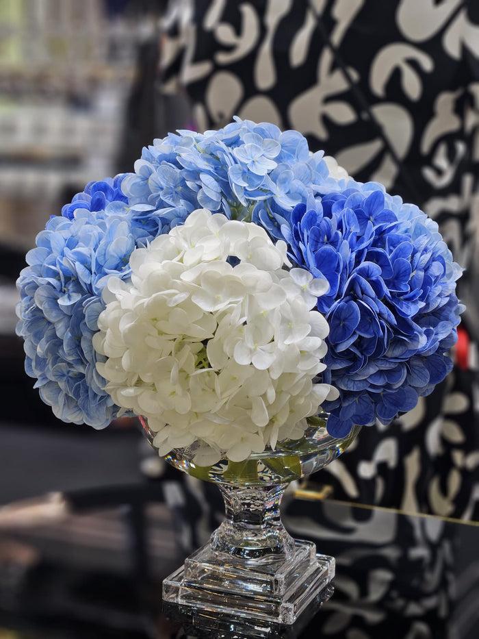 Côte Noire ** DISCONTINUED** Cote Noire Provence Hydrangea Bouquet - Large Mixed Blue With Silver Badge - PHB03L