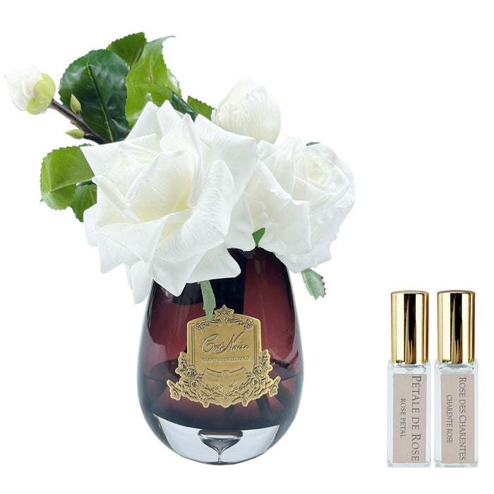 Côte Noire ** DISCONTINUED ** Cote Noire Tea Rose Bouquet Dark - Tear Drop Glass - White - TR01B