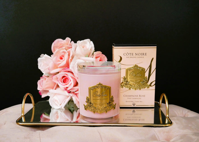 Côte Noire * LIMITED EDITION * Cote Noire Candles - Pink Vessel With Gold Badge - Pink Champagne