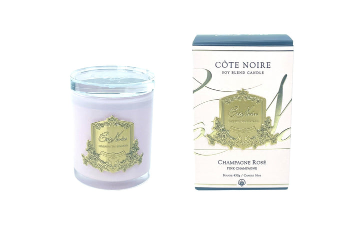 côte noire * LIMITED EDITION * Cote Noire Candles - Pink Vessel with Gold Badge - Pink Champagne