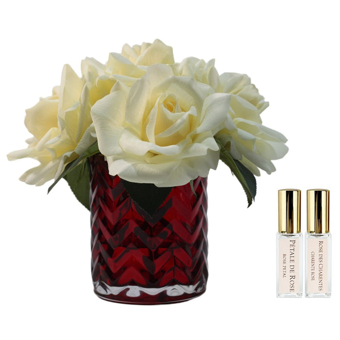 Côte Noire ** NEW ** Cote Noire Herringbone Flower - Red - Champagne Roses - LS28