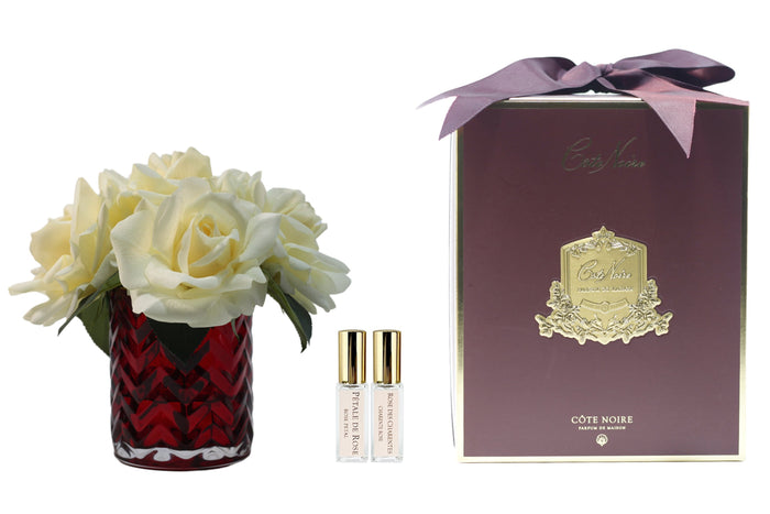 côte noire ** NEW ** Cote Noire Herringbone Flower - Red - Champagne Roses - LS28