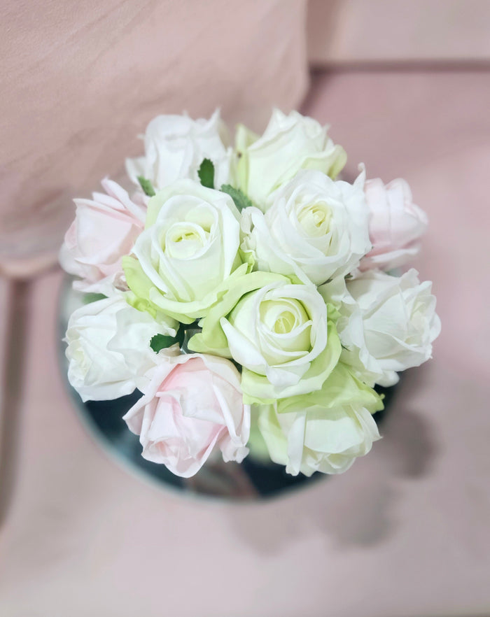 Côte Noire *NEW* Cote Noire Herringbone Flower - Rose Buds - Clear - French Pink Green & White - HCF13