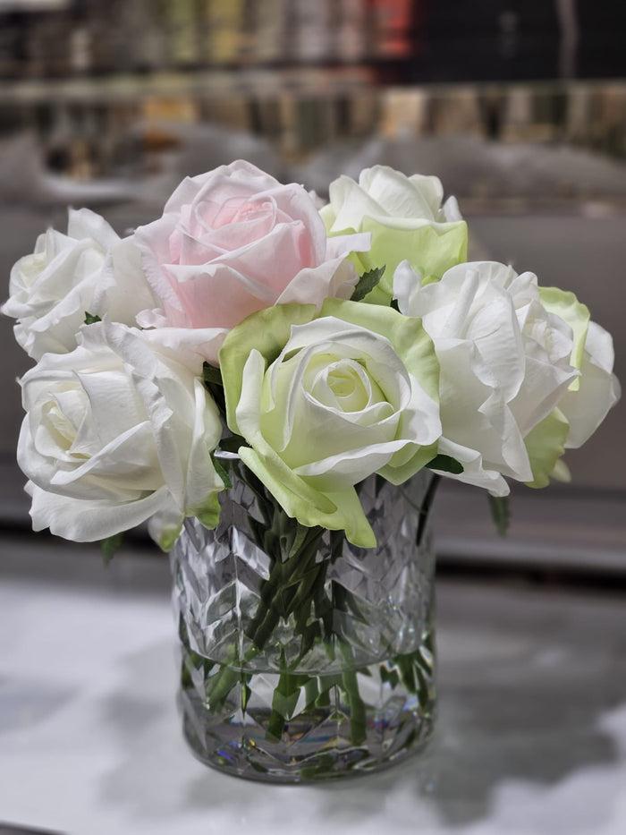 Côte Noire *NEW* Cote Noire Herringbone Flower - Rose Buds - Clear - French Pink Green & White - HCF13