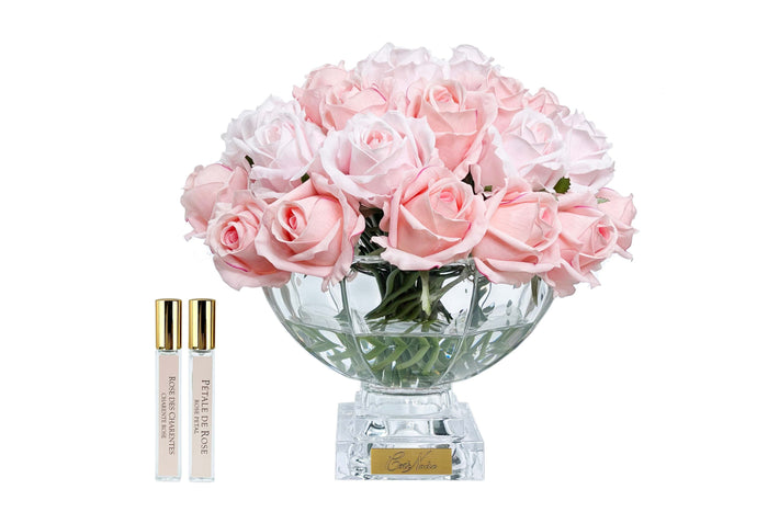 Côte Noire ** NEW ** Cote Noire Luxury Centrepiece 37 Rose Bud Bouquet - Mixed Pink With Gold Badge - CPRB14