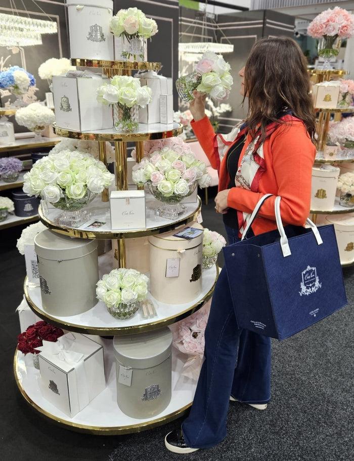 Côte Noire ** NEW ** Cote Noire Luxury Grand Rose Bud Bouquet White & Green - Silver Badge - LRB12