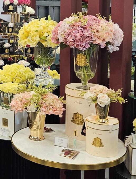 Côte Noire ** NEW ** Grand Summer Posies Champagne Pink In Gold Goblet - GSG02