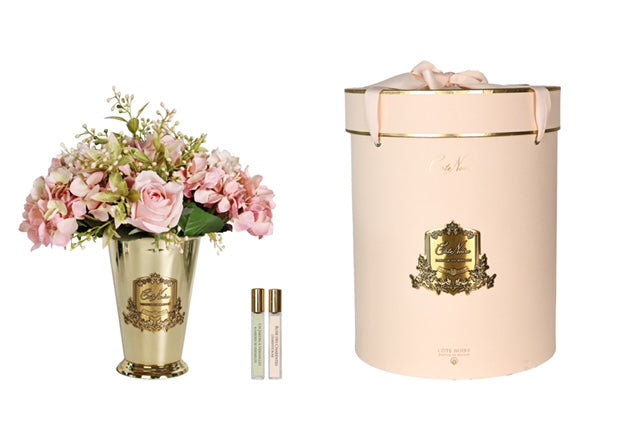 côte noire ** NEW ** Grand Summer Posies French Pink in Gold Goblet - GSG06 côte noire ** NEW ** Grand Summer Posies French Pink in Gold Goblet - GSG06