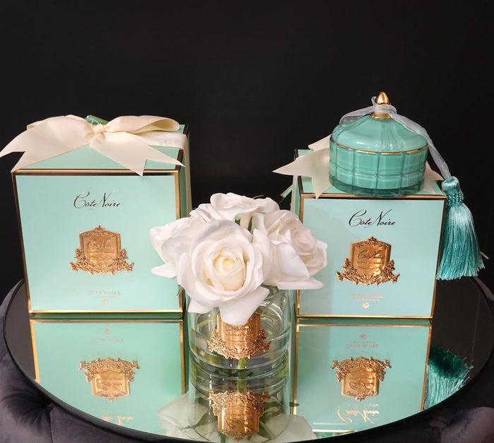 Côte Noire Perfumed Natural Touch 5 Roses - Clear & Gold Badge - Ivory White - GMR92 - Jade Tiffany Box