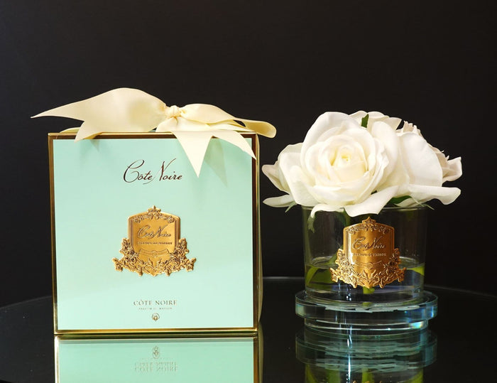 Côte Noire Perfumed Natural Touch 5 Roses - Clear & Gold Badge - Ivory White - GMR92 - Jade Tiffany Box