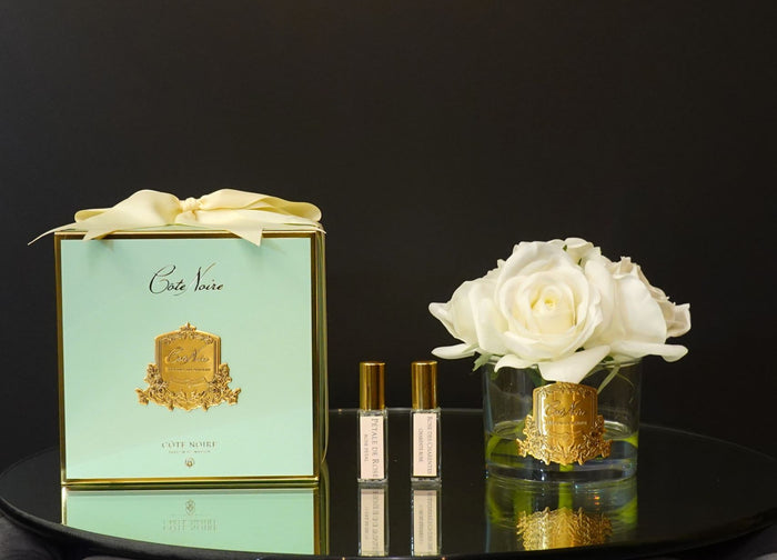 Côte Noire Perfumed Natural Touch 5 Roses - Clear & Gold Badge - Ivory White - GMR92 - Jade Tiffany Box