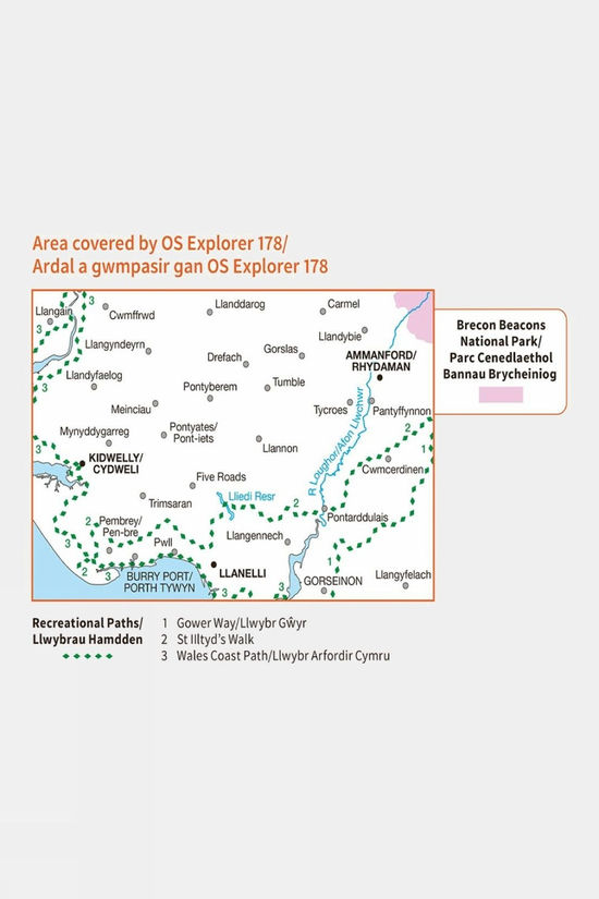 Cotswold Active Explorer Map 178 Llanelli And Ammanford