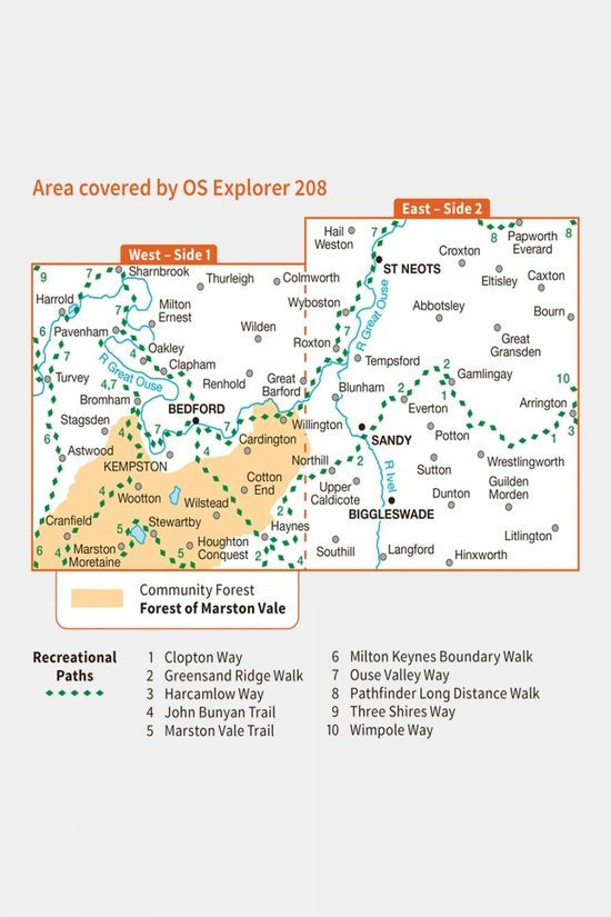Cotswold Active Explorer Map 208 Bedford And St Neots