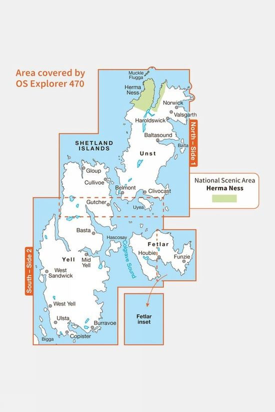 Cotswold Active Explorer Map 470 Shetland - Unst Yell And Fetlar