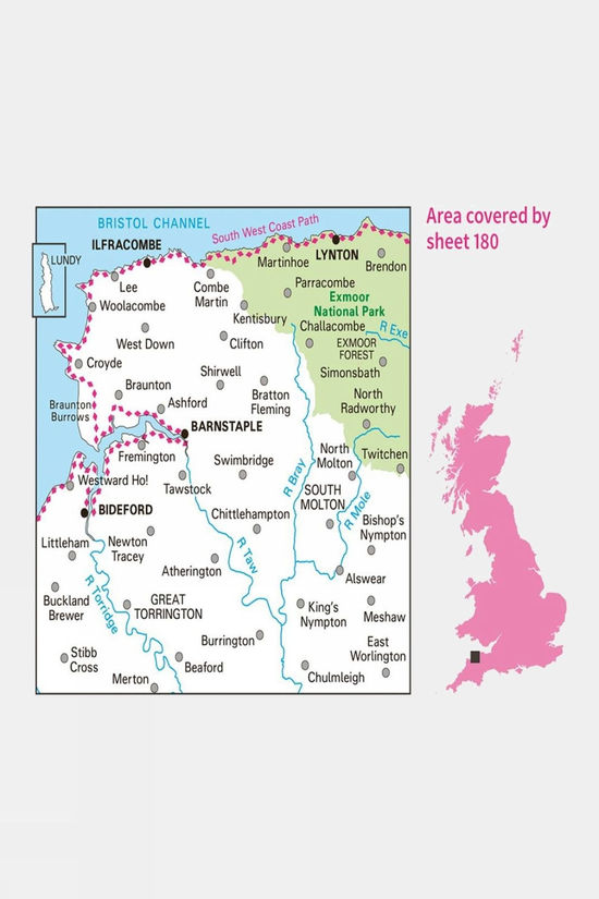 Active Landranger Map 180 Barnstaple And Ilfracombe