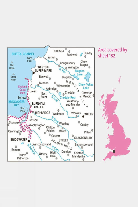 Active Landranger Map 182 Weston-super-Mare