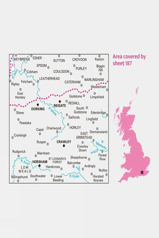 Active Landranger Map 187 Dorking And Reigate