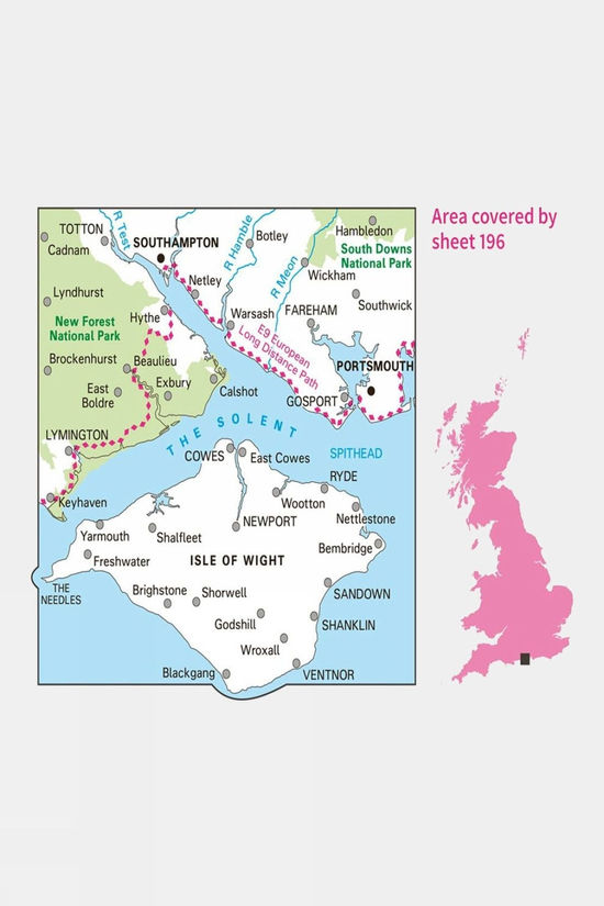 Active Landranger Map 196 The Solent And Isle Of Wight