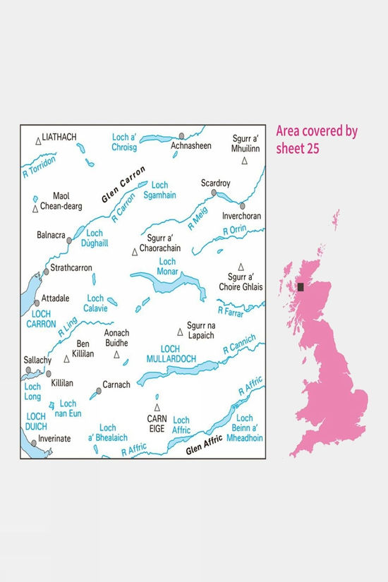 Active Landranger Map 25 Glen Carron And Glen Affric