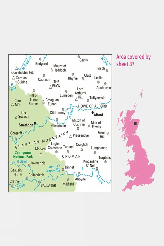 Active Landranger Map 37 Strathdon And Alford