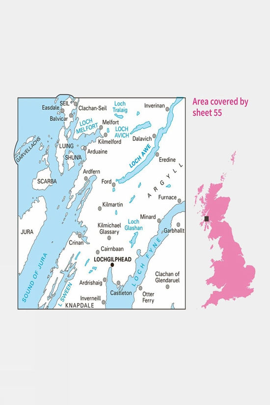 Active Landranger Map 55 Lochgilphead And Loch Awe