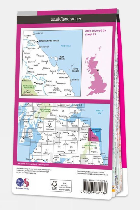 Active Landranger Map 75 Berwick-upon-Tweed