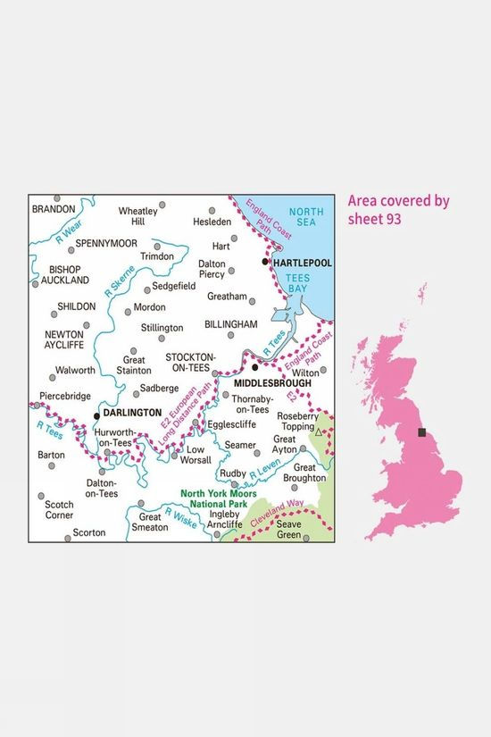 Active Landranger Map 93 Middlesbrough