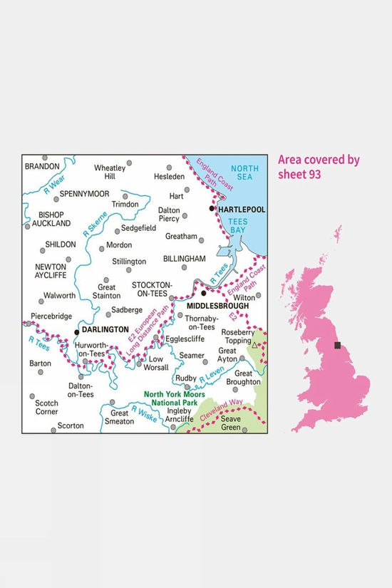 Cotswold Landranger Map 93 Middlesbrough