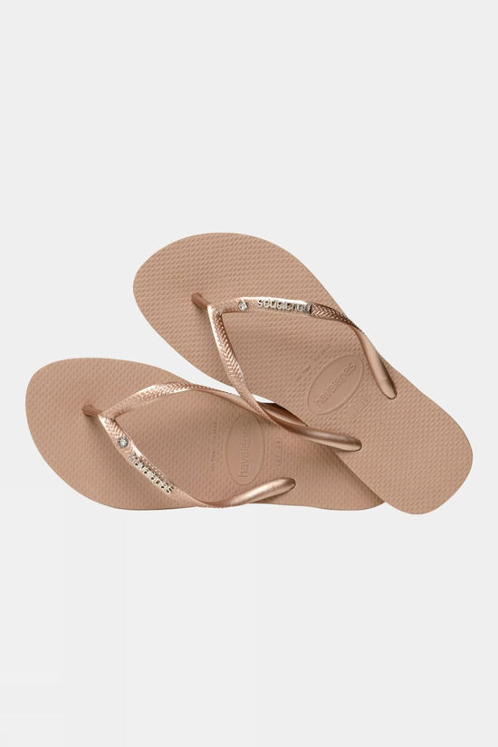 Cotswold Womens Slim Metal Logo Crystal Flip Flops