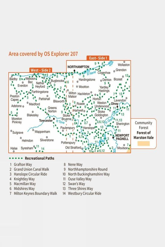 Cotswold Explorer Map 207 Newport Pagnell And Northampton South