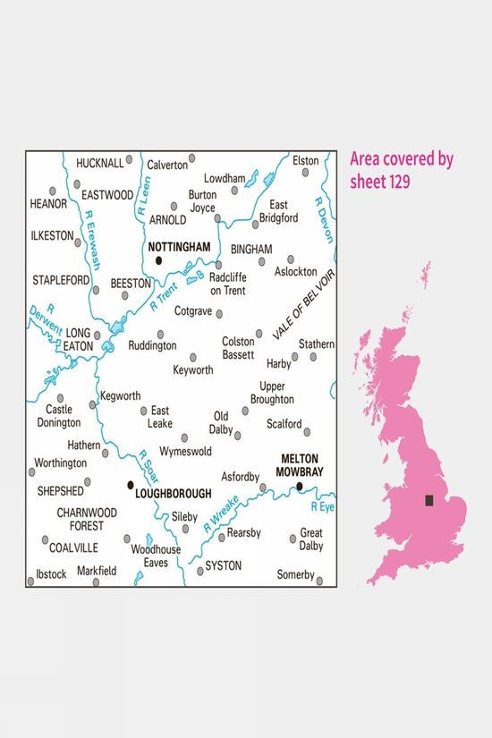 Cotswold Landranger Map 129 Nottingham And Loughborough
