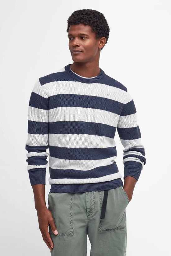 Cotswold Mens Craster Striped Crew Neck Knitted Jumper