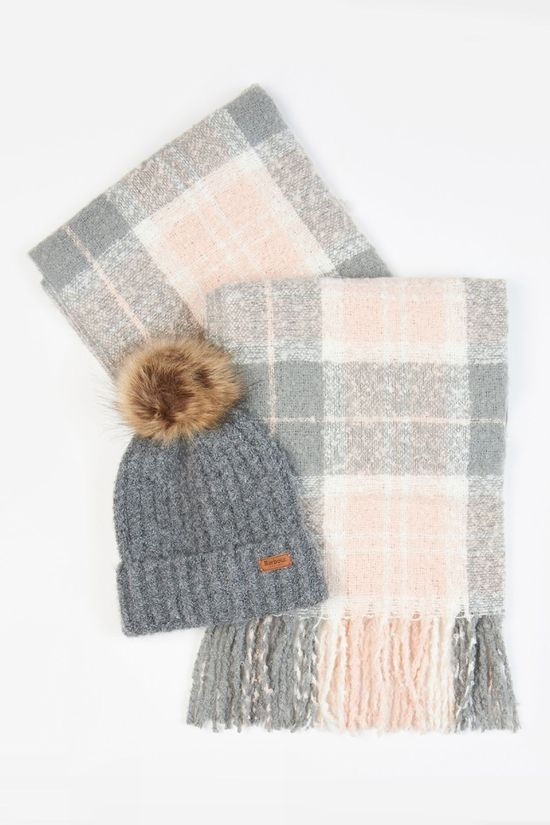 cotswold Womens Saltburn Beanie and Tartan Scarf Gift Set