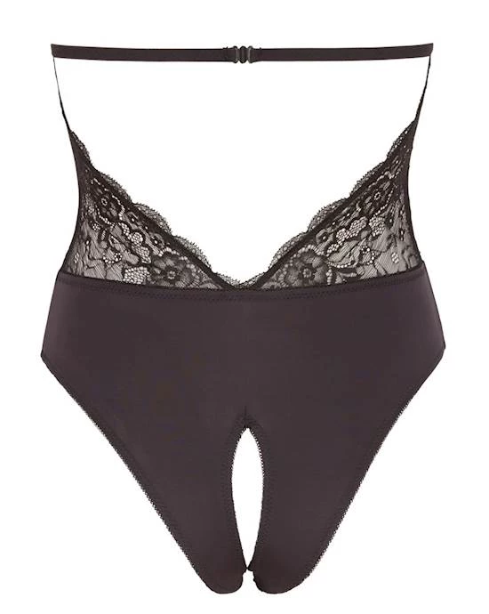 Cottelli Collection 2021 Best Selling Cottelli Collection Deep V Crotchless Bodysuit - Black - Medium