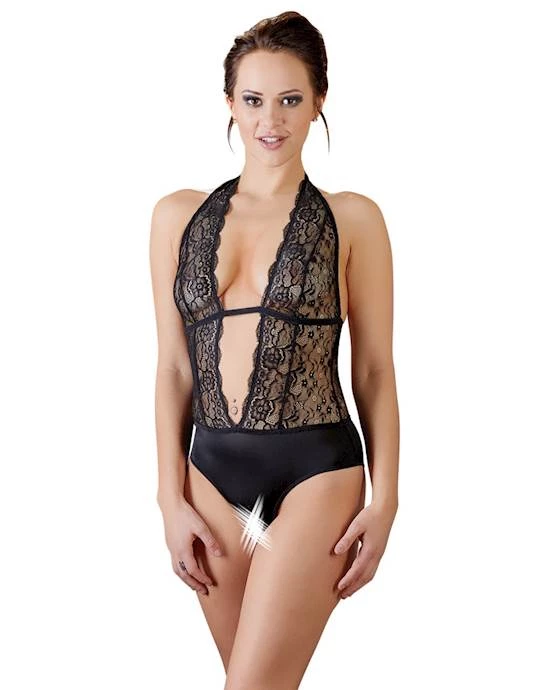 cottelli collection 2021 Best Selling Cottelli Collection Deep V Crotchless Bodysuit - Black - Medium