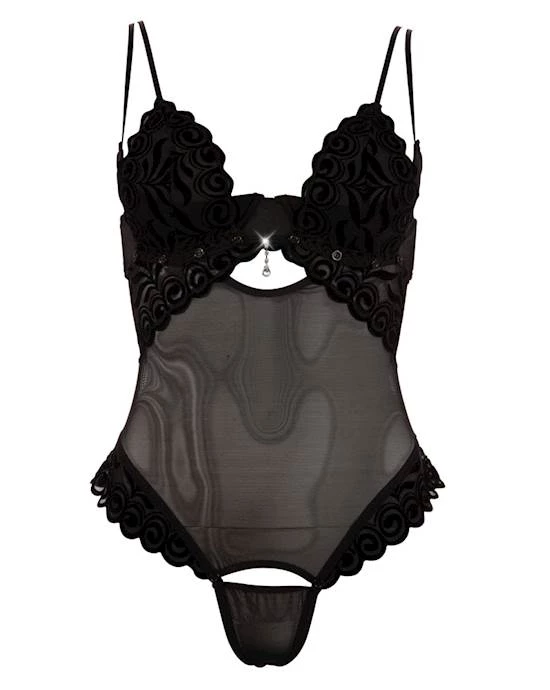 Cottelli Collection 2021 Best Selling Cottelli Collection Removable Crotch And Cup Bodysuit - Black - Large