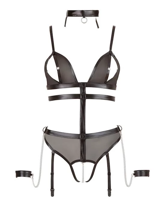 Cottelli Collection Best Online Shopping Store For Cottelli Collection Wetlook Bodysuit With Choker - Black - One Size Fashion